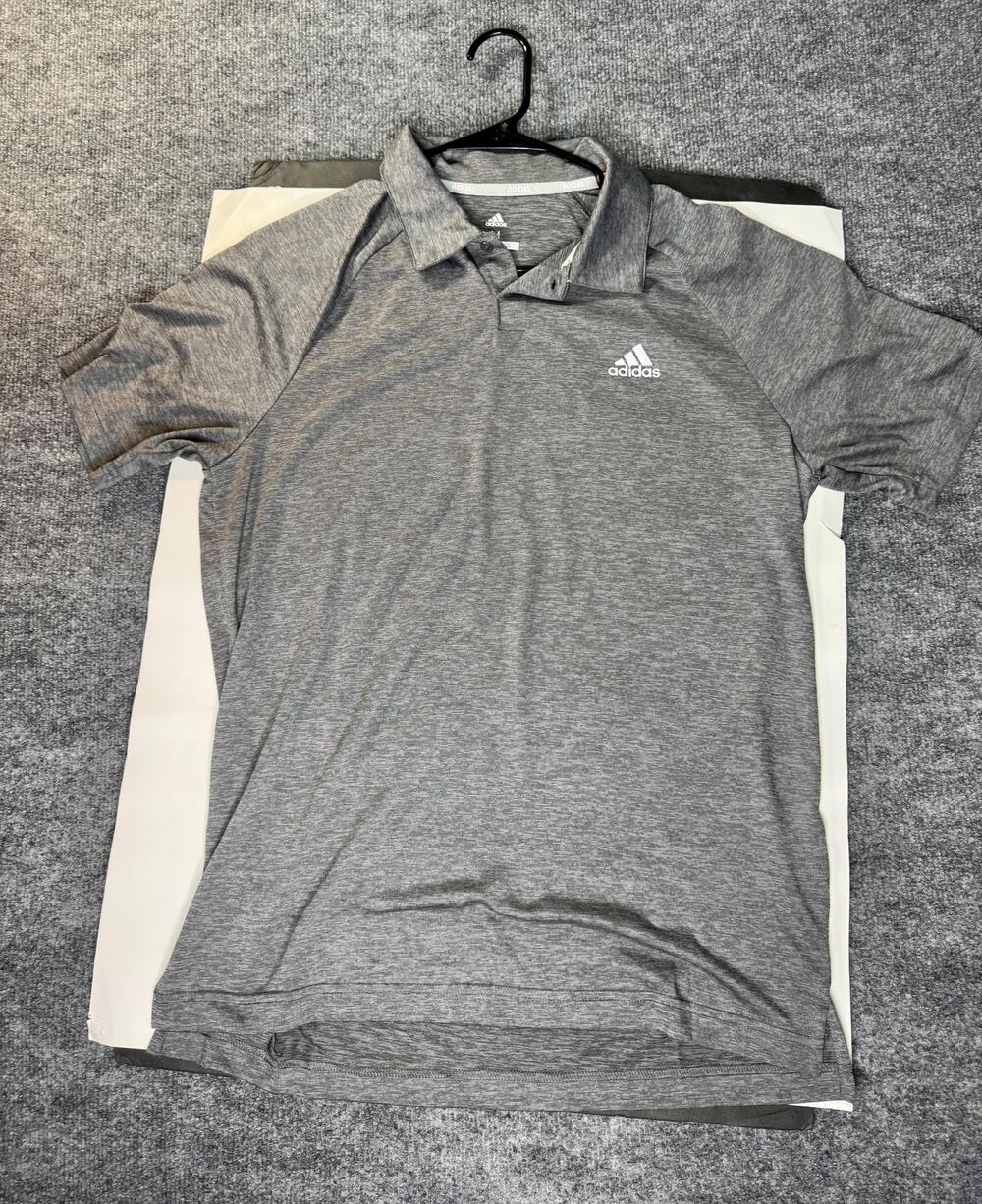Adidas Golf Polo Shirt Mens Medium Gray Heather Short Sleeve Performance Top